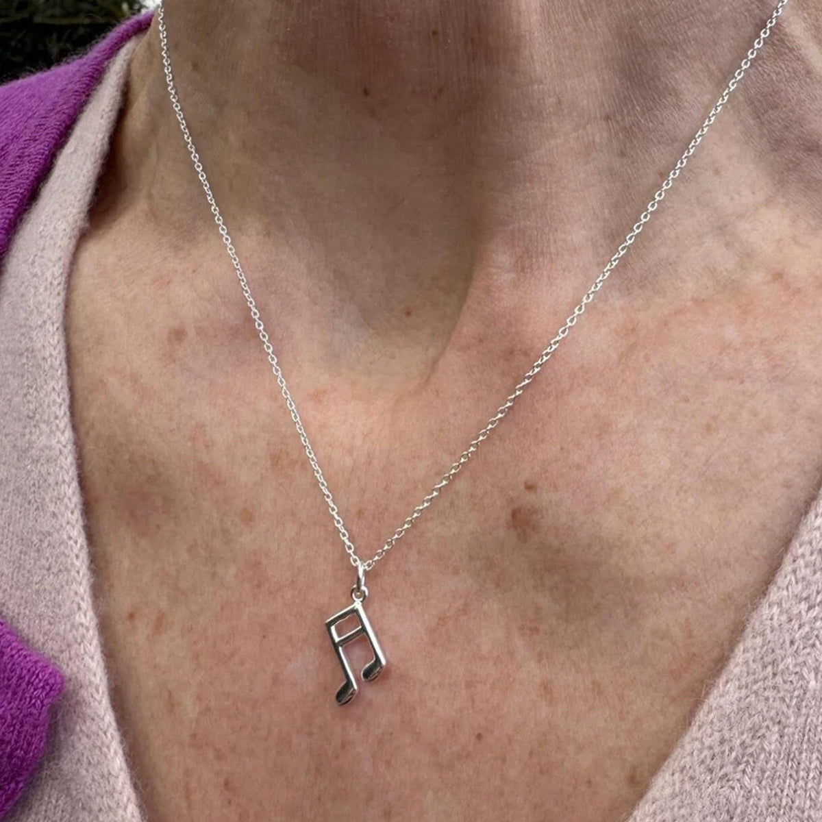 Musical Notes Recycled Sterling Silver Necklace - Cotswold Jewellery