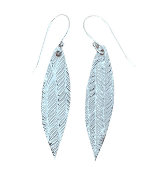 Palm Leaf Sterling Silver Drop Earrings - Cotswold Jewellery