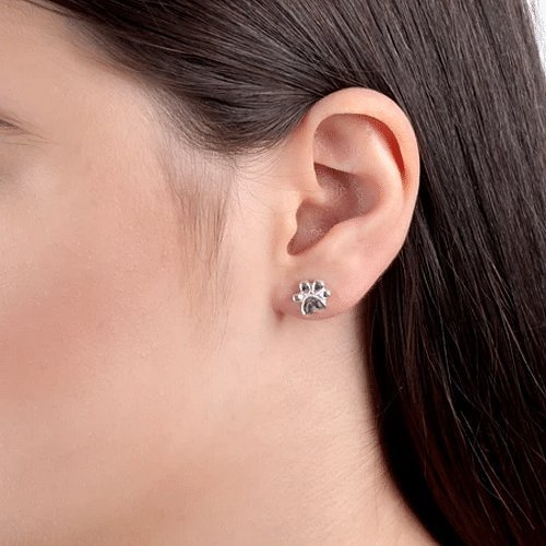Paw Print Sterling Silver Earrings - Cotswold Jewellery