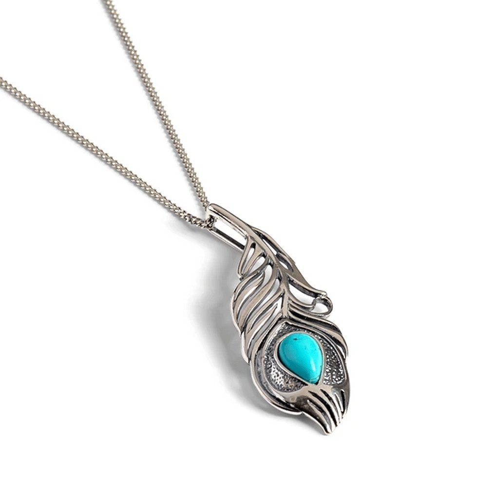 Peacock Feather Necklace Turquoise - Cotswold Jewellery