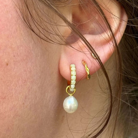 Pearl Gold Harmony Huggies Earrings - Cotswold Jewellery