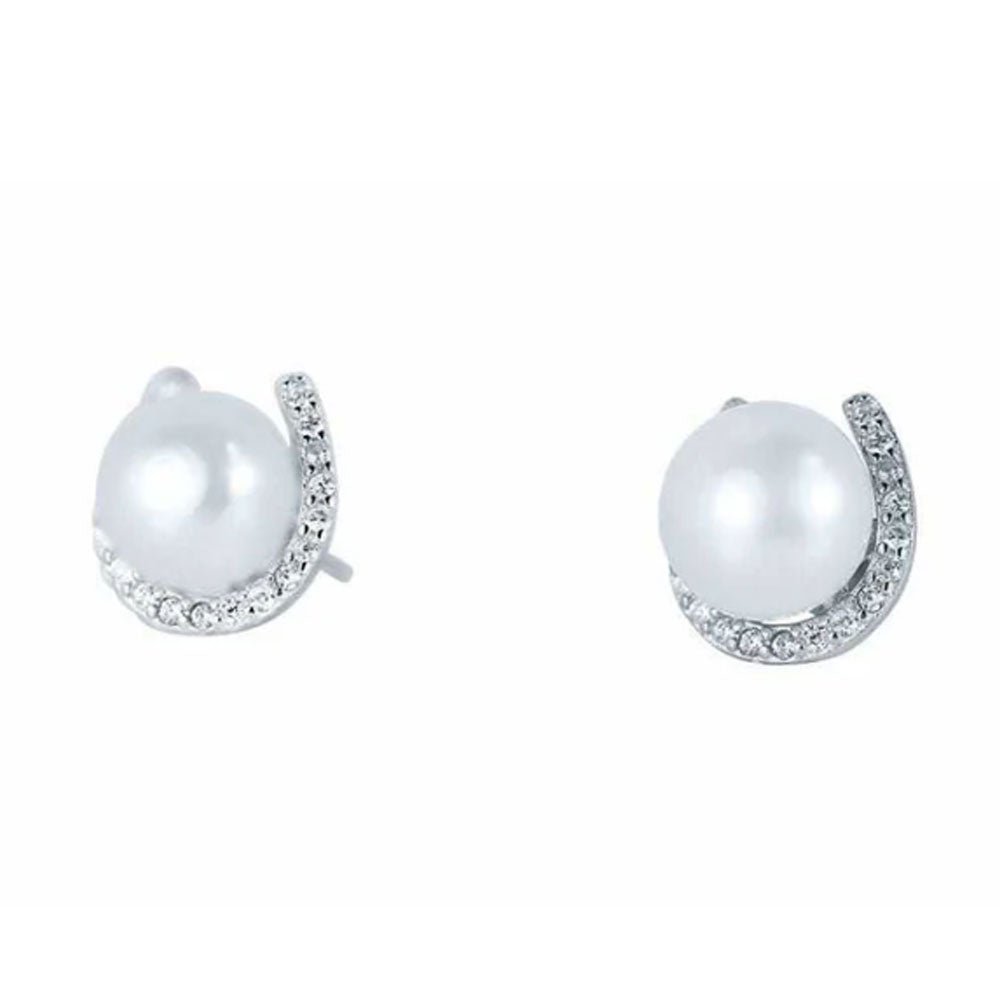 Pegasus Sparkly Horseshoe and Pearl Earrings - Cotswold Jewellery