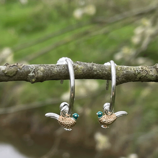 Gemma J Pheasant Hoop Earrings - Cotswold Jewellery