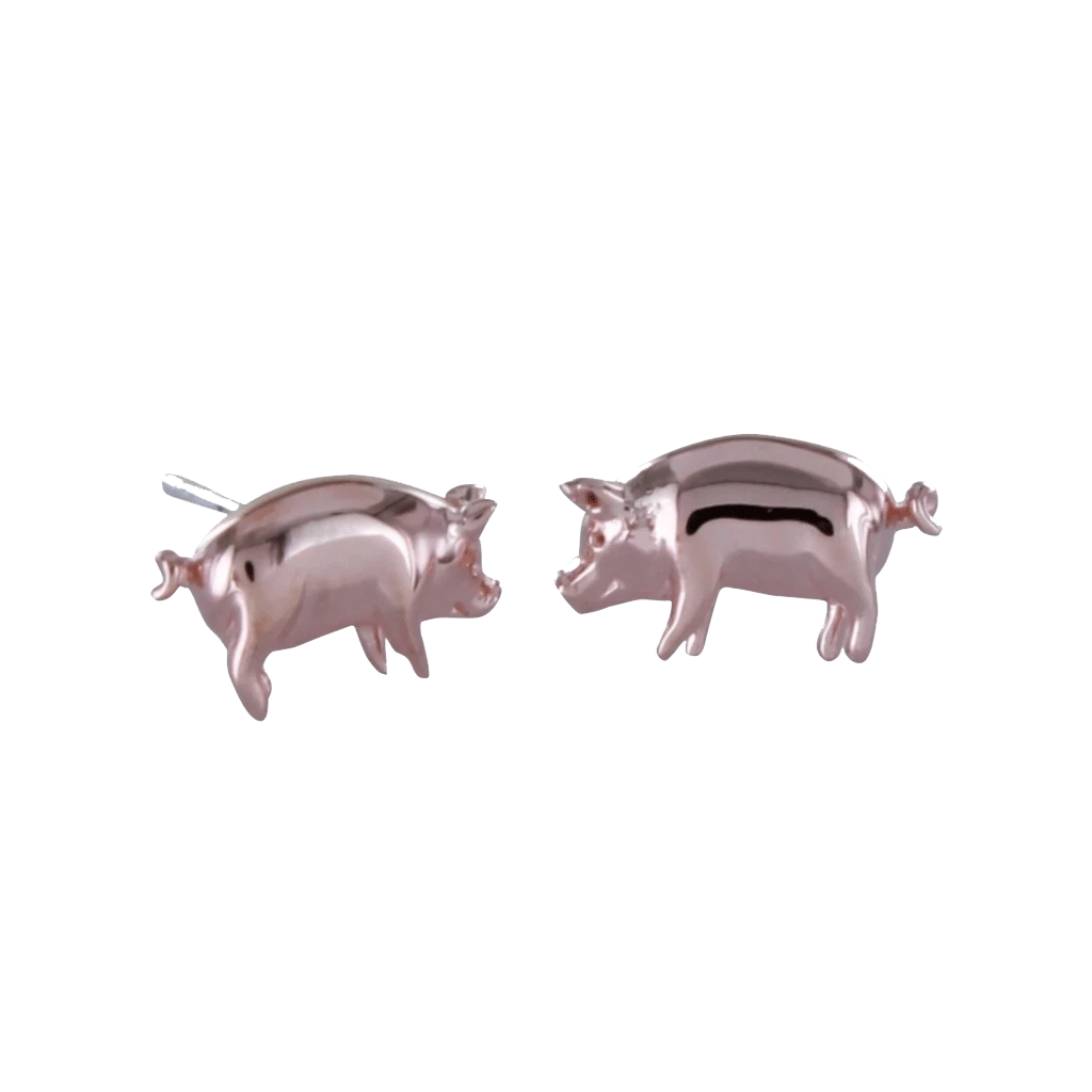 Pig Rose Gold Earrings - Cotswold Jewellery