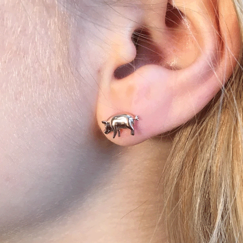 Pig Rose Gold Earrings - Cotswold Jewellery