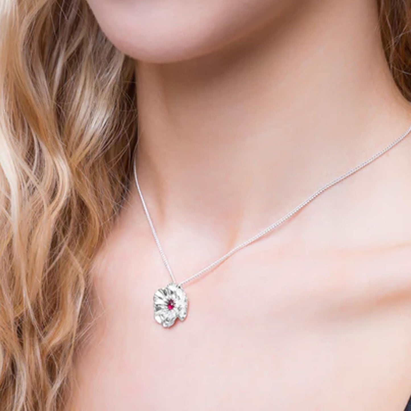 Poppy Sterling Silver and Garnet Necklace - Cotswold Jewellery