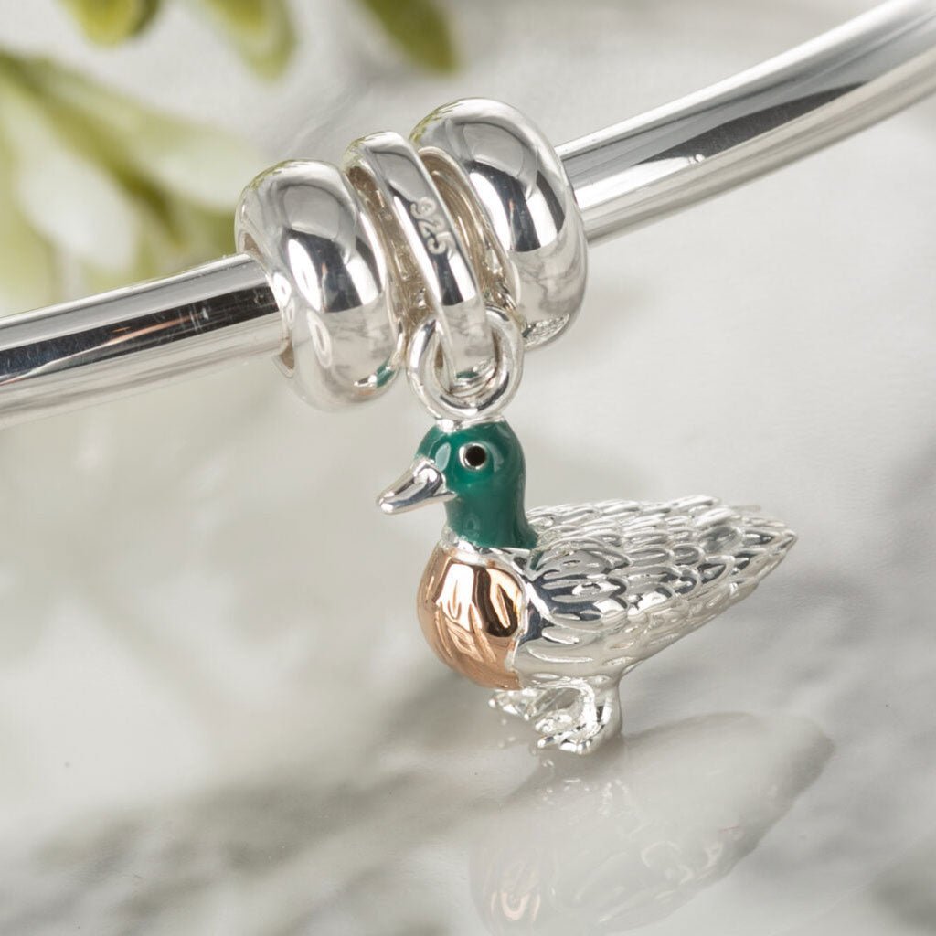 Pretty Duck Recycled Sterling Silver Charm - Cotswold Jewellery