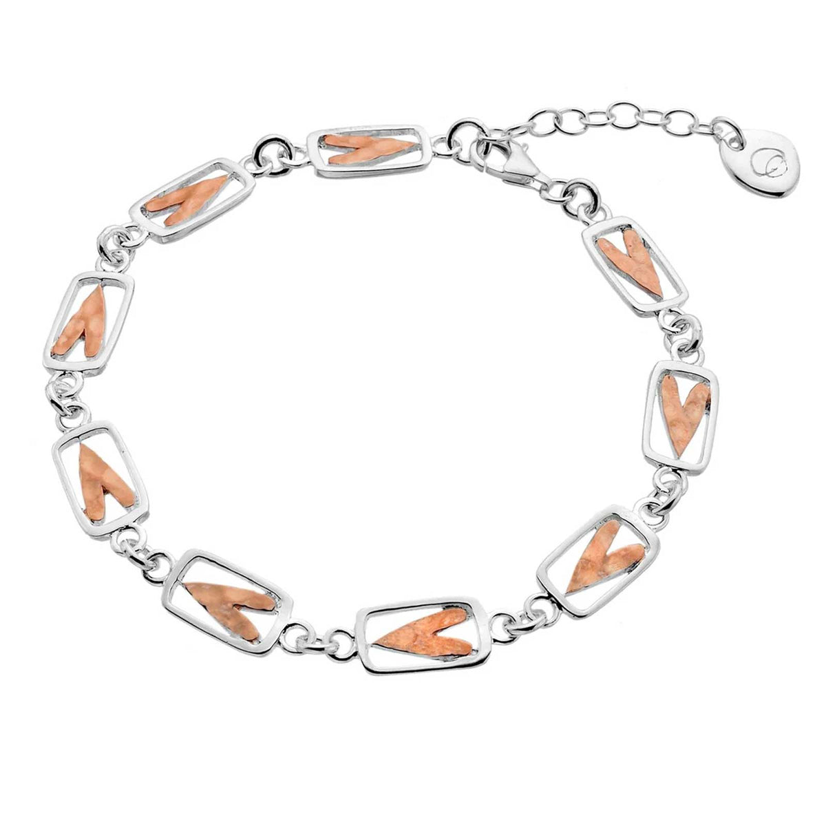 Pretty Heart Rose Gold & Sterling Silver Bracelet - Cotswold Jewellery