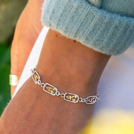 Pretty Heart Rose Gold & Sterling Silver Bracelet - Cotswold Jewellery