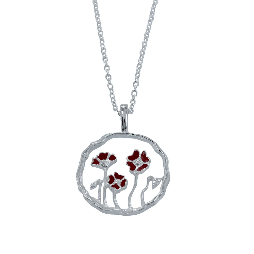 Reeves & Reeves Poppy Sterling Silver Necklace - Cotswold Jewellery