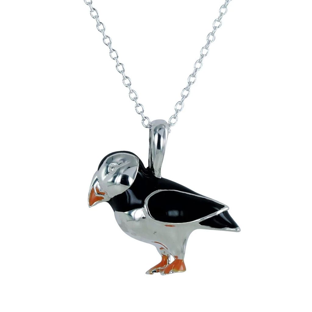 Puffin Sterling Silver and Enamel Necklace - Cotswold Jewellery