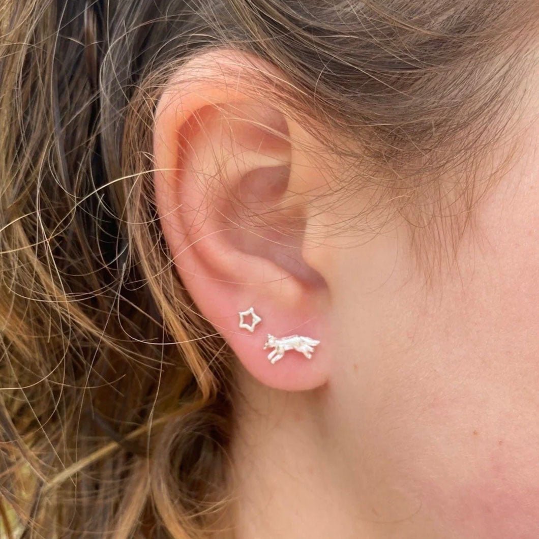 Running Fox Silver Earrings - Cotswold Jewellery