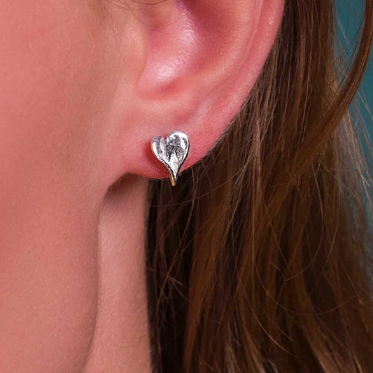 Sea Gems Pretty Sterling Silver Heart Studs - Cotswold Jewellery