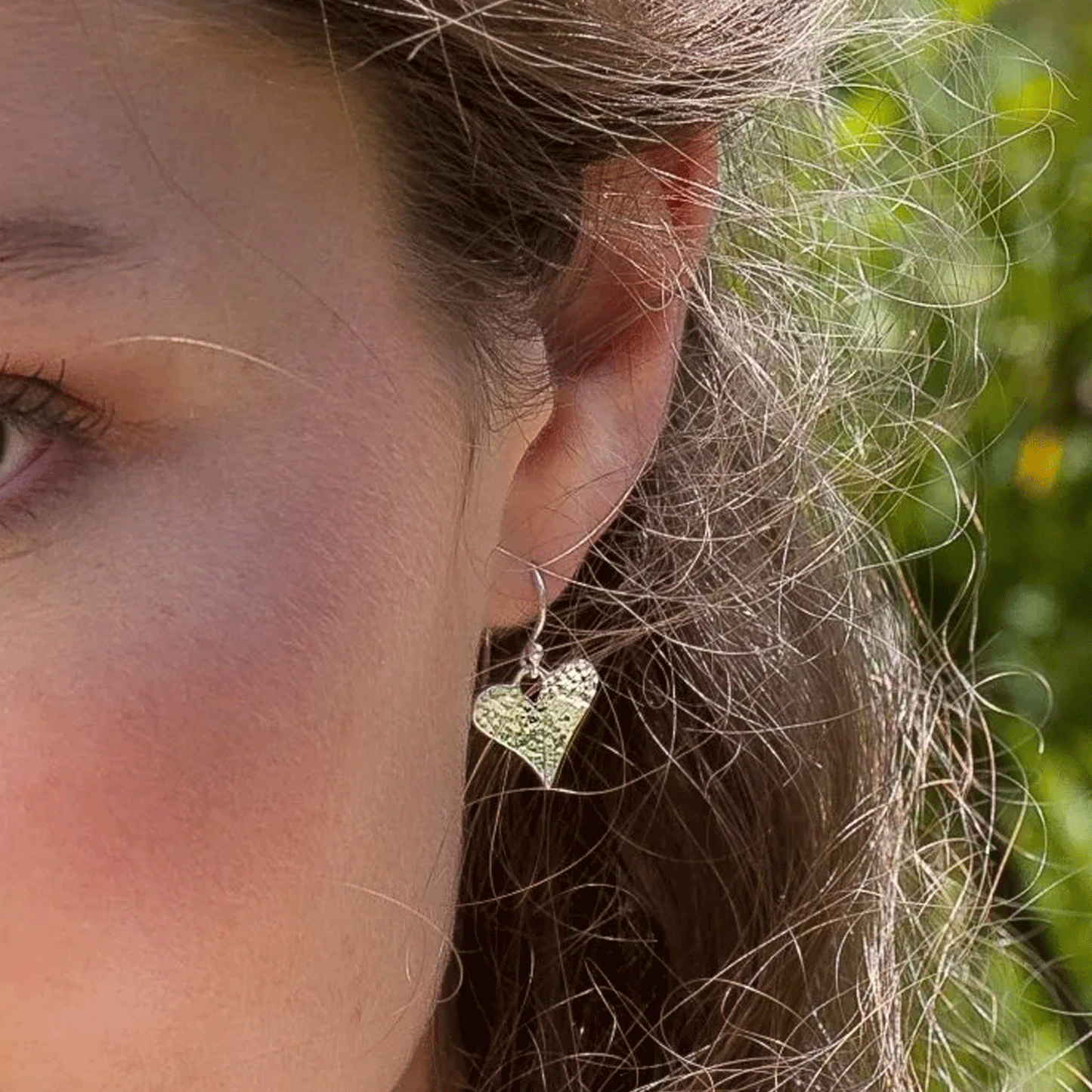 Hammered Heart Drop Earrings - Cotswold Jewellery