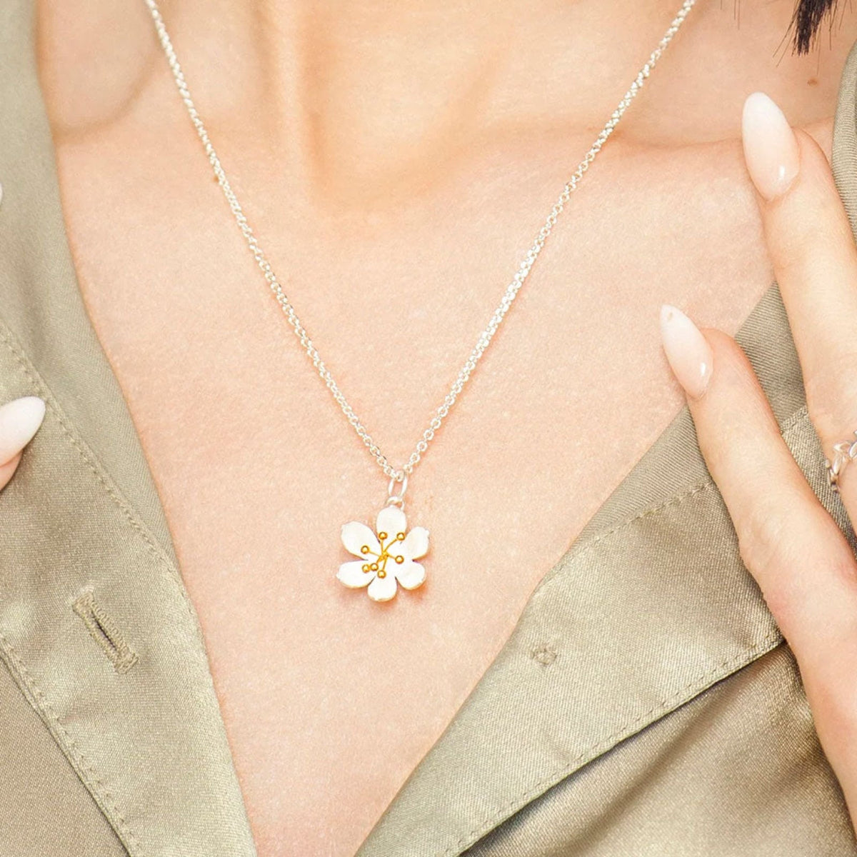 Silver & Gold Flower Necklace - Cotswold Jewellery