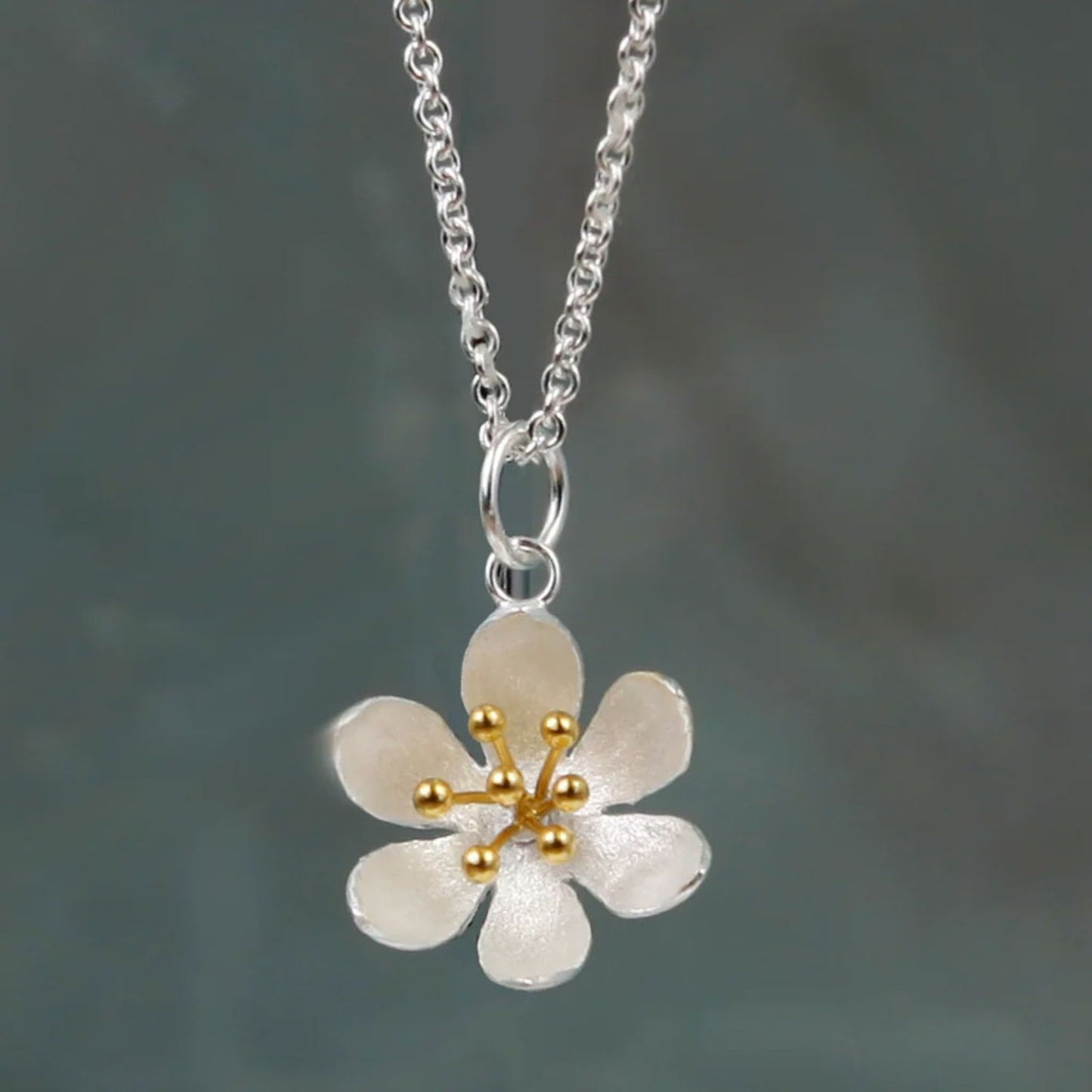 Silver & Gold Flower Necklace - Cotswold Jewellery
