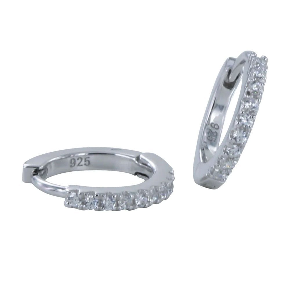 Silver Sparkly Hoop Earrings - Cotswold Jewellery