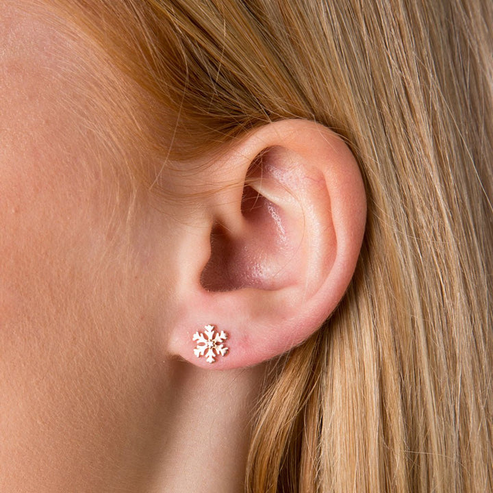 Snowflake Rose Gold Earrings - Cotswold Jewellery