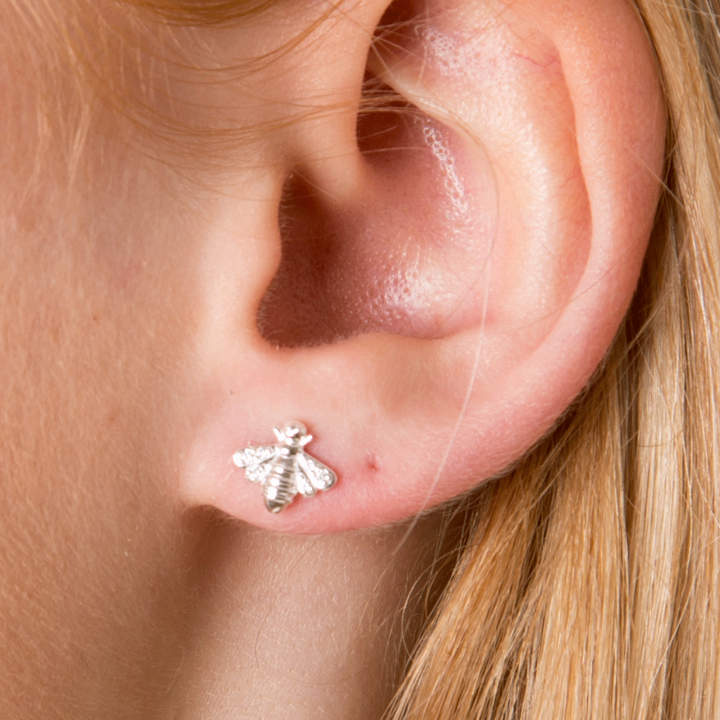 Sparkly Bee Earrings Sterling Silver - Cotswold Jewellery