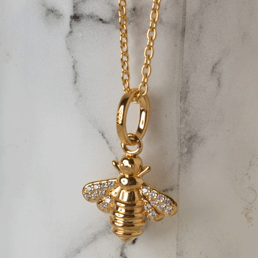 Sparkly Bee Yellow Gold Necklace - Cotswold Jewellery