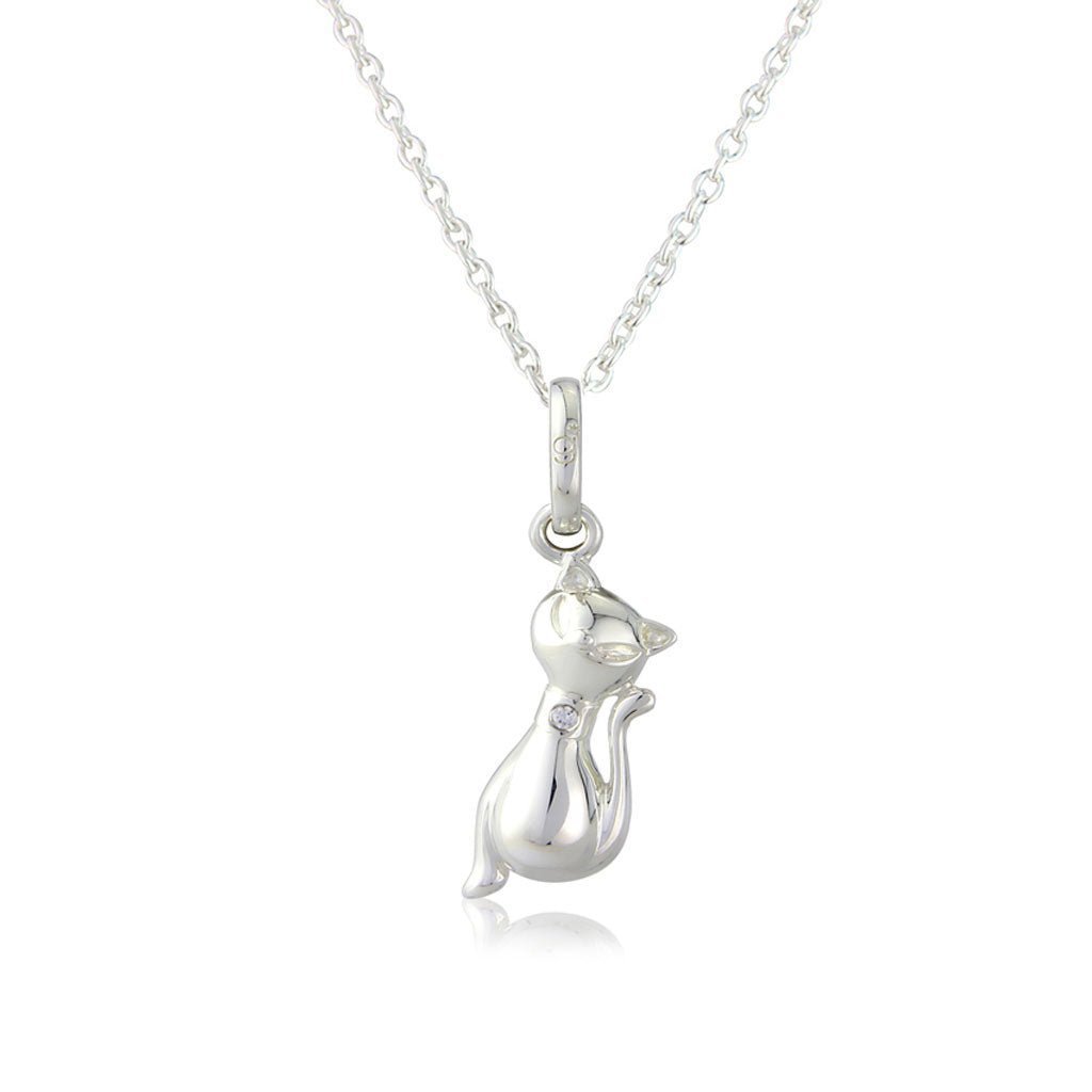 Sparkly Cat Recycled Sterling Silver Necklace - Cotswold Jewellery