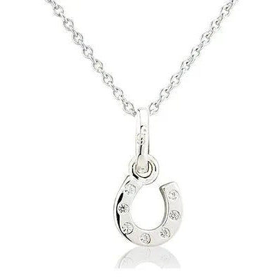 Sparkly Horseshoe Recycled Sterling Silver Necklace - Cotswold Jewellery
