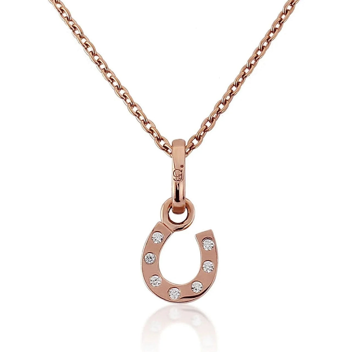 Sparkly Horseshoe Rose Gold Charm - Cotswold Jewellery