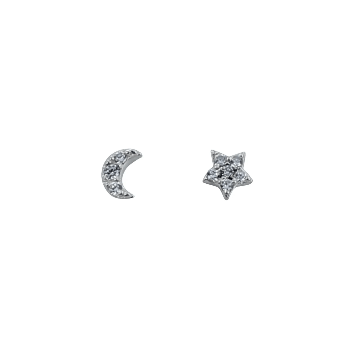 Reeves and Reeves Mini Star & Moon Stud Earrings-from-cotswold-jewellery
