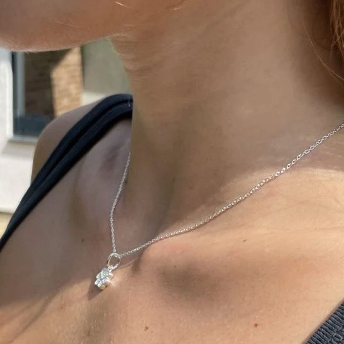Sparkly Paw Print Recycled Sterling Silver Necklace