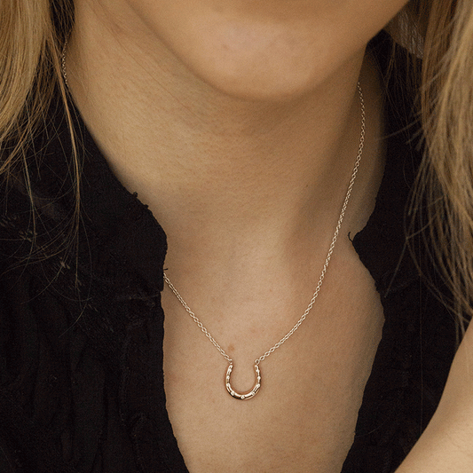 Sparkly Rose Gold Horseshoe Necklace - Cotswold Jewellery