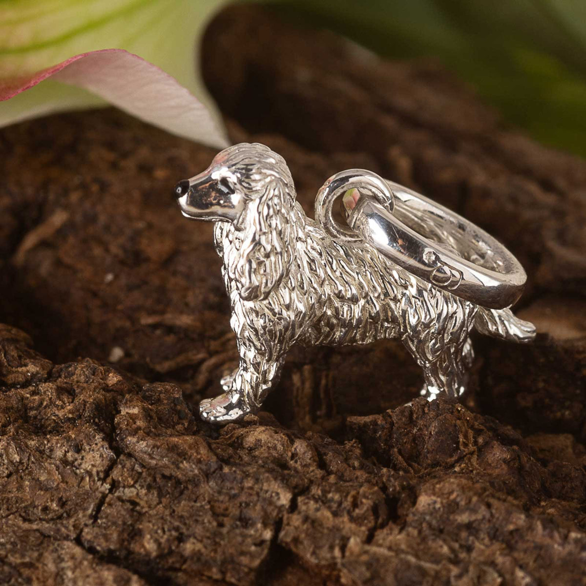 cocker spaniel charm on bark