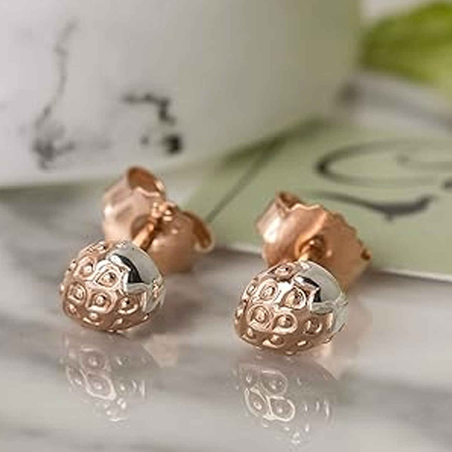 Strawberry Rose Gold Earrings - Cotswold Jewellery