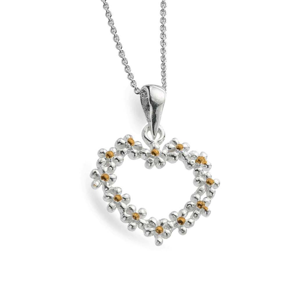 Tiny Daisy Heart Necklace - Cotswold Jewellery
