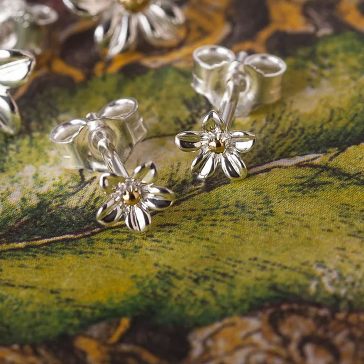 Tiny Flower Recycled Sterling Silver Earrings - Cotswold Jewellery