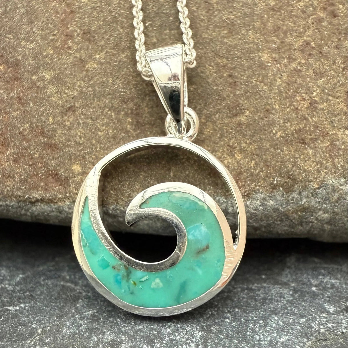 Turquoise Wave Sterling Silver Necklace - Cotswold Jewellery