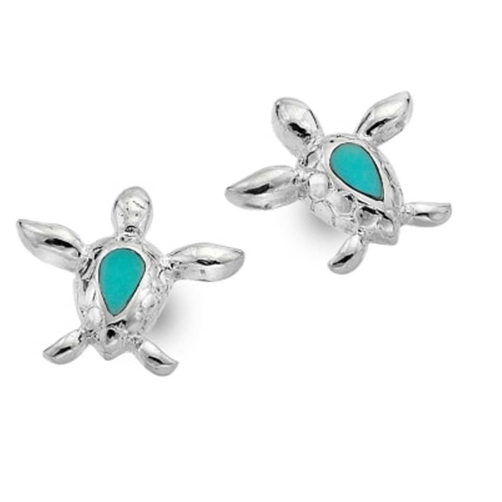 Turtle Turquoise and Sterling Silver Earrings - Cotswold Jewellery