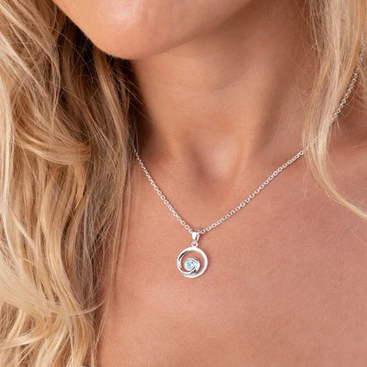Wave Sterling Silver and Sky Blue Topaz Necklace - Cotswold Jewellery