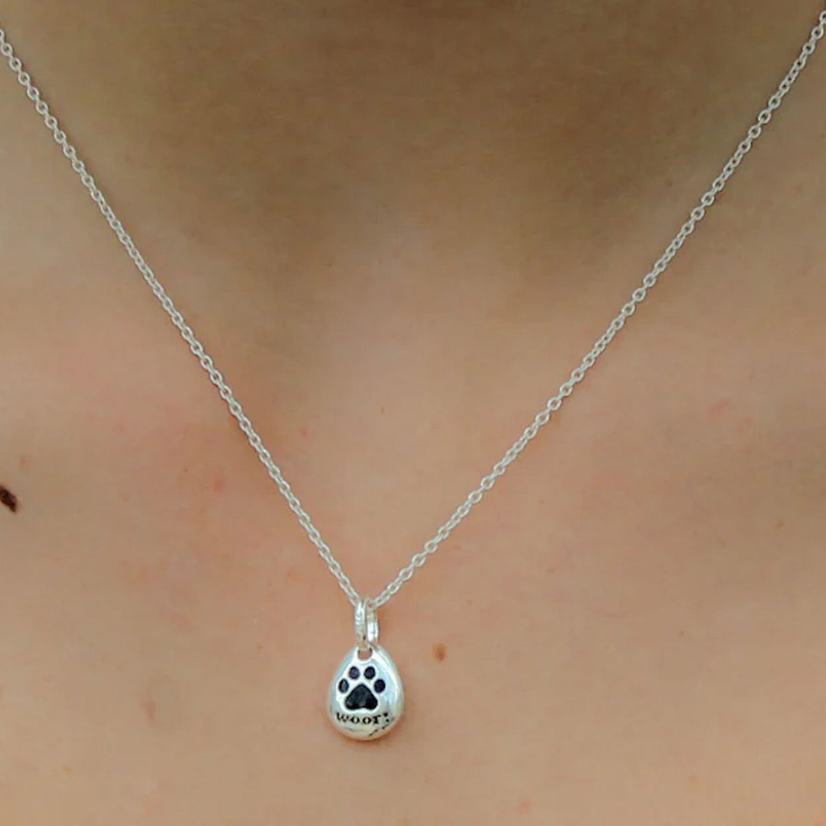 Woof Pebble Recycled Sterling Silver Necklace - Cotswold Jewellery