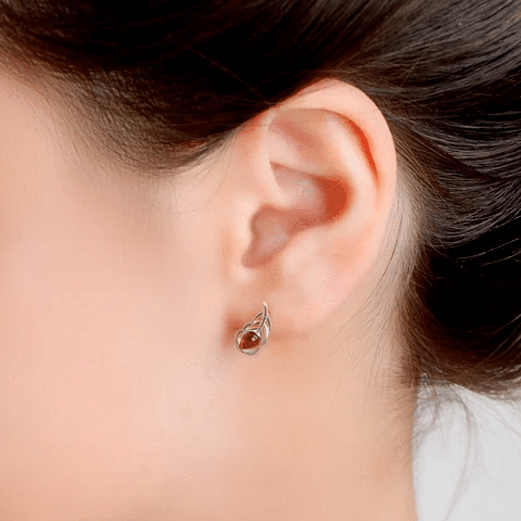 Peacock Feather Amber Earrings - Cotswold Jewellery