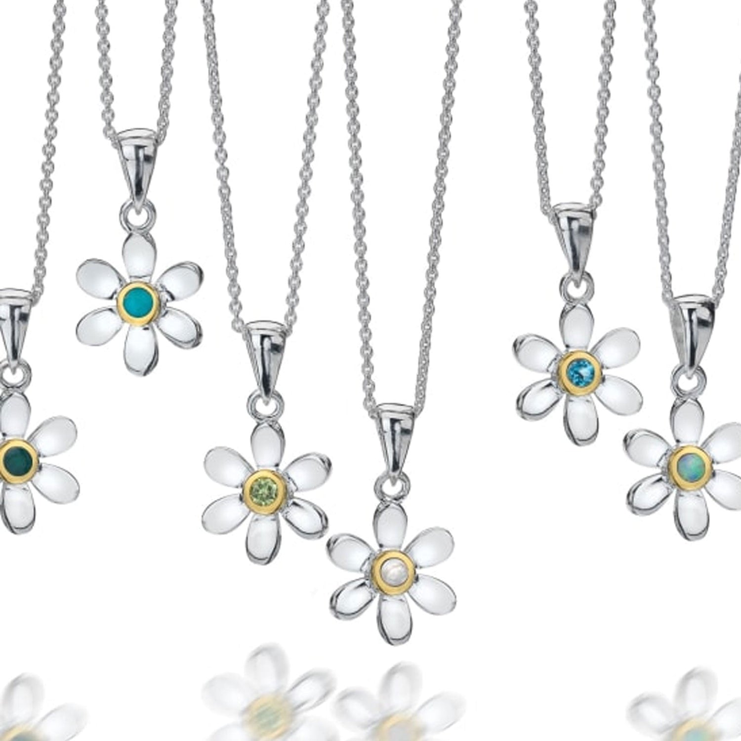 Daisy BIRTHSTONE Sterling Silver Necklaces - Cotswold Jewellery