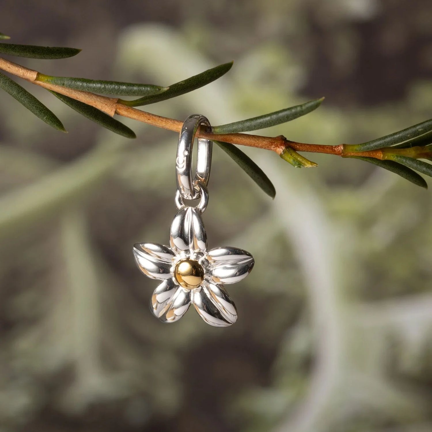 Flower-charm-with green background
