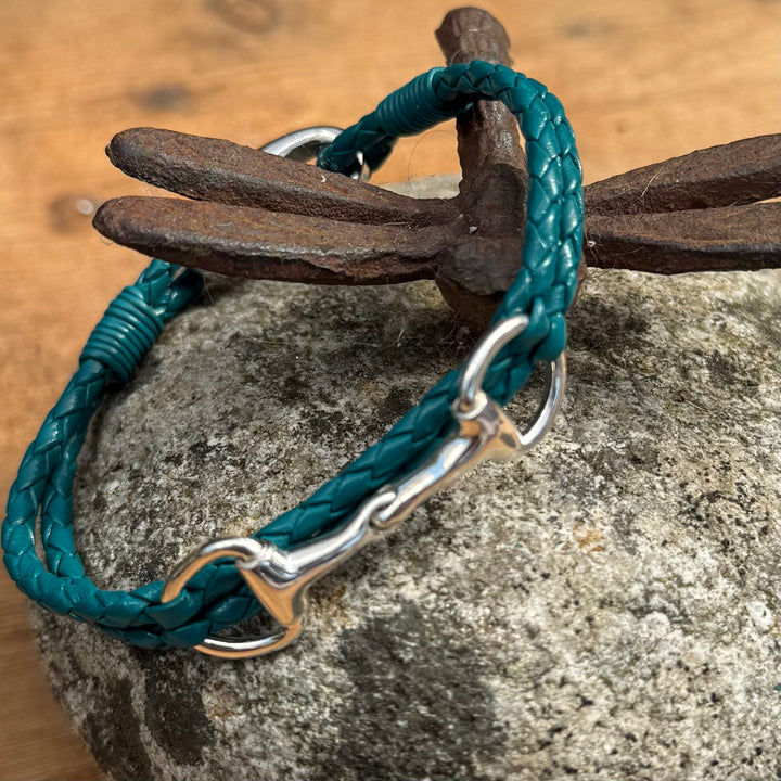 Hiho Silver Snaffle Jade Plaited Bracelet
