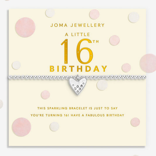 Joma Jewellery bracelet with polka dot confetti wrapped around a card with gold text 