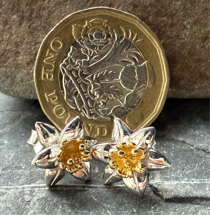 Daffodil Sterling Silver Stud Earrings