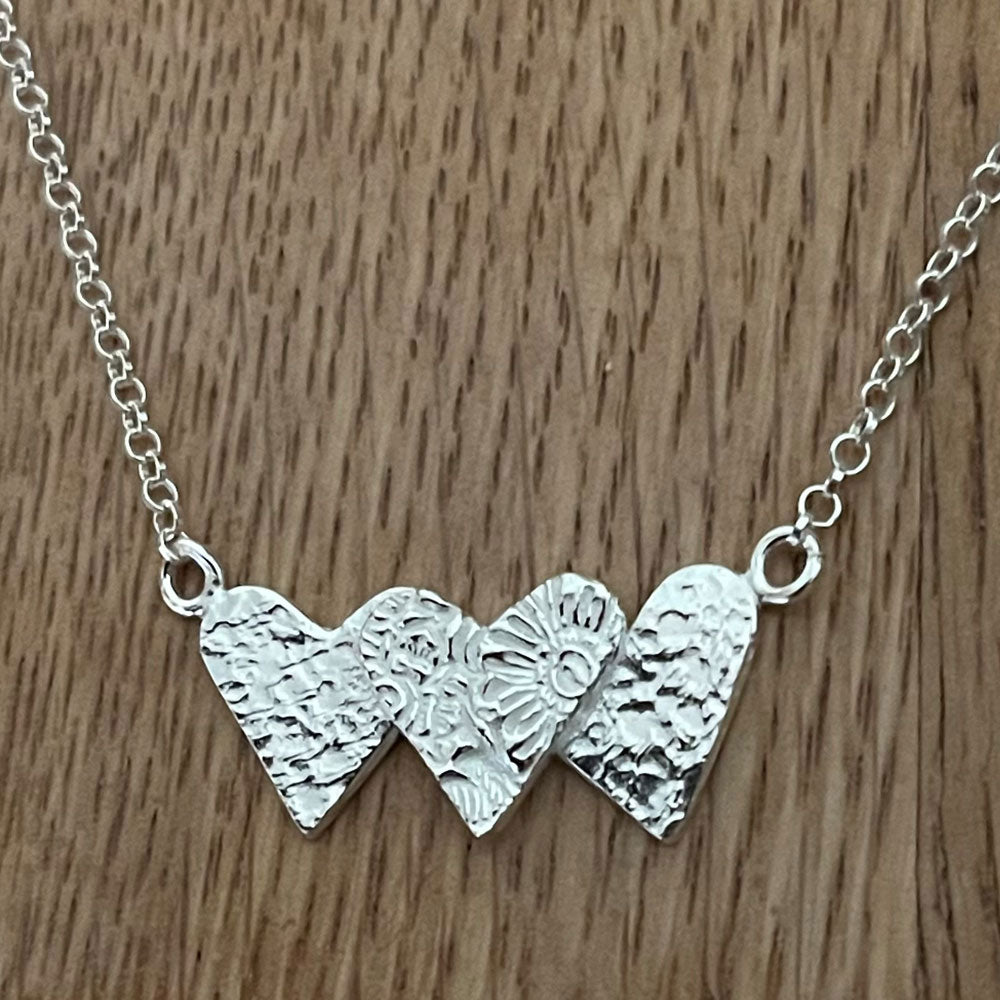 Three Hearts Handcrafted Sterling Silver Necklace