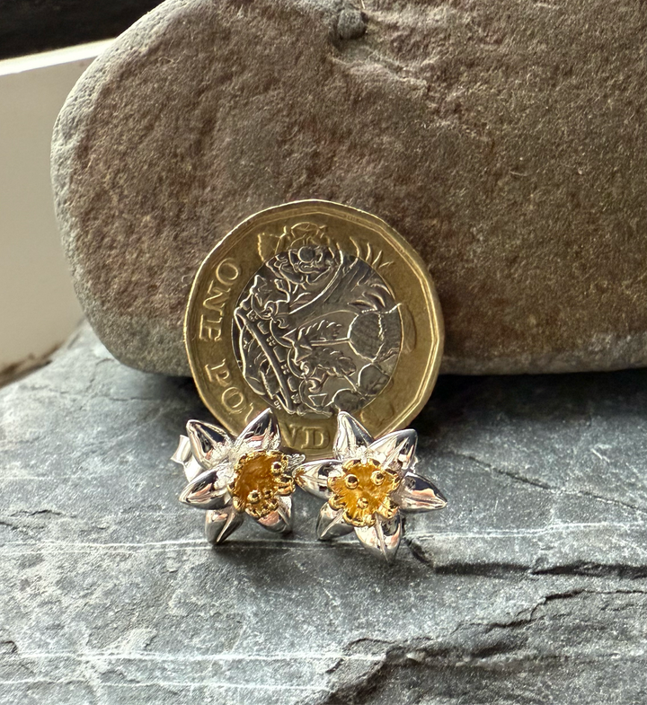 Daffodil Sterling Silver Stud Earrings