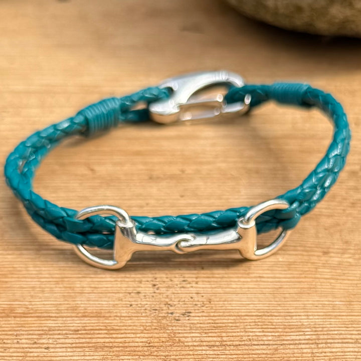 Hiho Silver Snaffle Jade Plaited Bracelet
