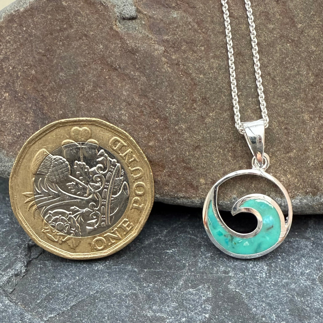 Turquoise Wave Sterling Silver Necklace