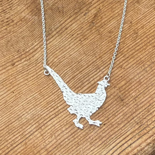 Hiho-silver-hammered-pheasant-necklace-cotswold-jewellery