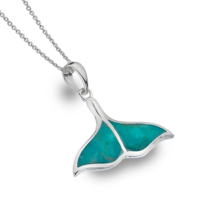 Turquoise Whale Tail Sterling Silver Necklace